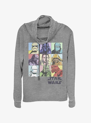 Star Wars Episode IX The Rise Of Skywalker Pastel Rey Boxes Cowlneck Long-Sleeve Womens Top