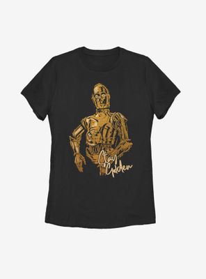 Star Wars Episode IX The Rise Of Skywalker C3PO Stay Golden Womens T-Shirt