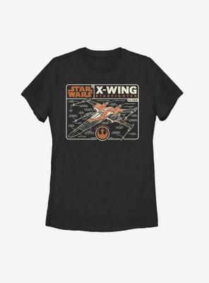 Star Wars Episode IX The Rise Of Skywalker Starfigher Schematic Womens T-Shirt