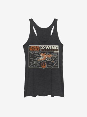 Star Wars Episode IX The Rise Of Skywalker Starfigher Schematic Womens Tank Top