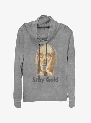 Star Wars Episode IX The Rise Of Skywalker Stay Gold Cowlneck Long-Sleeve Womens Top