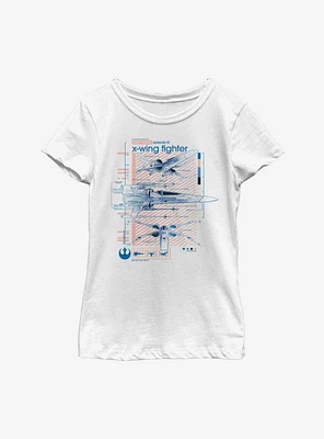 Star Wars Episode IX The Rise Of Skywalker X-Wing Fighters Ninety Youth Girls T-Shirt