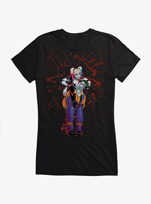 DC Comics Batman Harley Quinn The Joker Splatter Girls T-Shirt