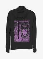 Disney Sleeping Beauty Maleficent Ageless Sleep Cowlneck Long-Sleeve Womens Top