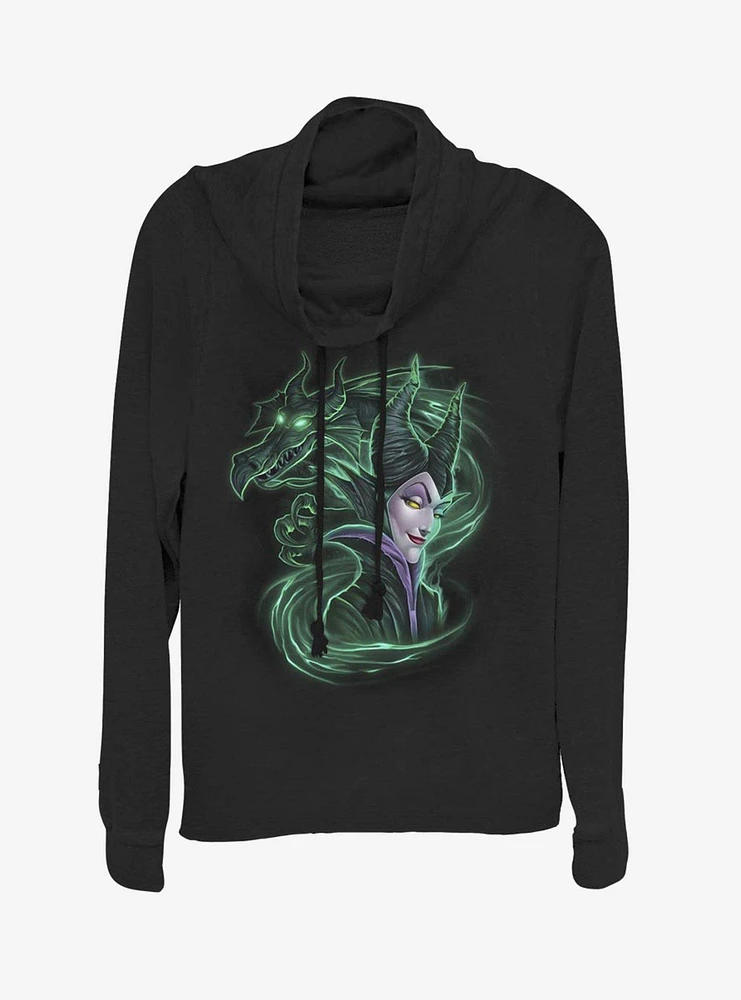 Disney Sleeping Beauty Maleficent Dark Magic Cowlneck Long-Sleeve Womens Top