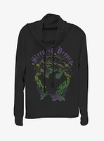 Disney Sleeping Beauty Maleficent Dragon Form Cowlneck Long-Sleeve Womens Top