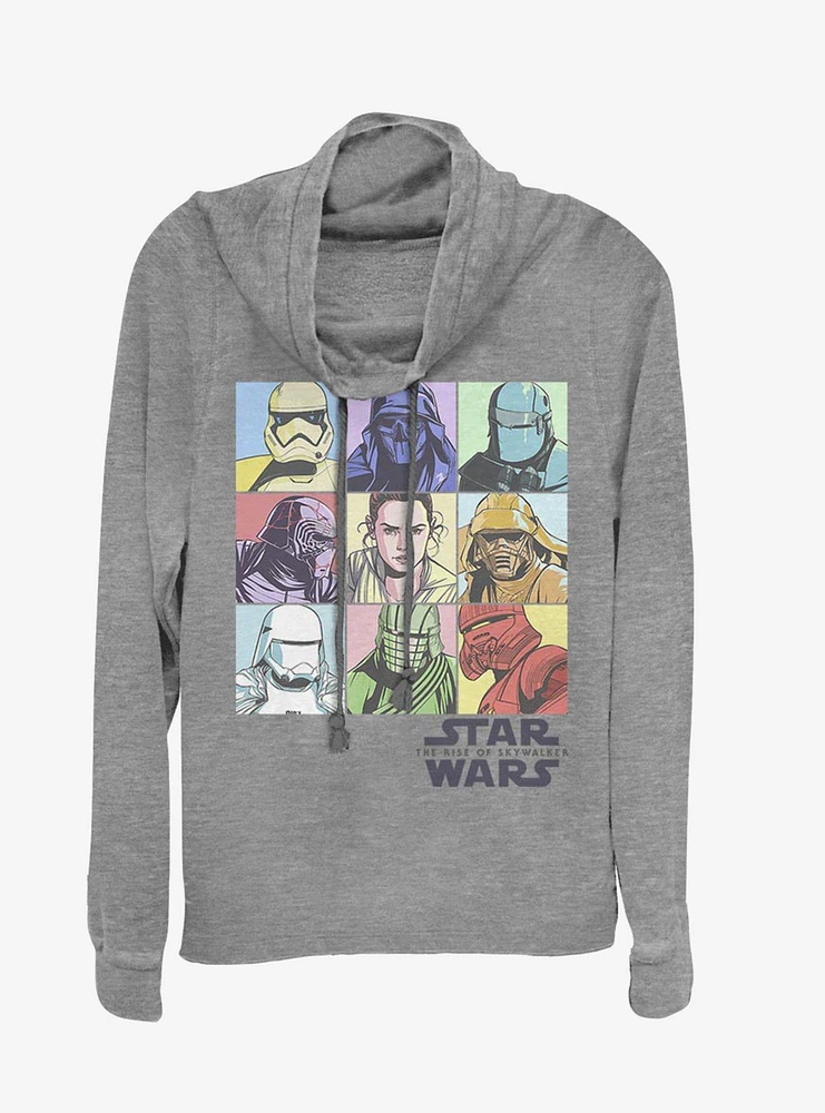 Star Wars Episode IX The Rise Of Skywalker Pastel Rey Boxes Cowl Neck Long-Sleeve Girls Top