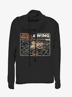 Star Wars Episode IX The Rise Of Skywalker Starfighter Schematic Cowl Neck Long-Sleeve Girls Top