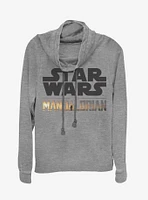 Star Wars The Mandalorian Stacked Logo Cowl Neck Long-Sleeve Girls Top