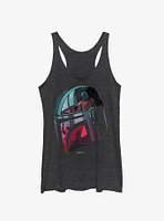 Star Wars The Mandalorian Helmet Explanation Girls Heather Black Tank Top