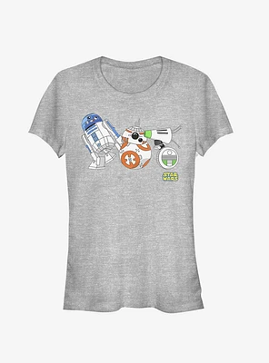 Star Wars Episode IX The Rise Of Skywalker Cartoon Droid Lineup Girls T-Shirt