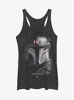 Star Wars The Mandalorian Hero Shot Girls Heather Black Tank Top