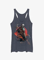 Star Wars The Mandalorian Sunrise Girls Heather Navy Blue Tank Top