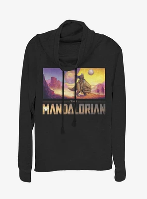 Star Wars The Mandalorian Colorful Landscape Cowl Neck Long-Sleeve Girls Top
