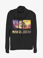 Star Wars The Mandalorian Colorful Landscape Cowl Neck Long-Sleeve Girls Top