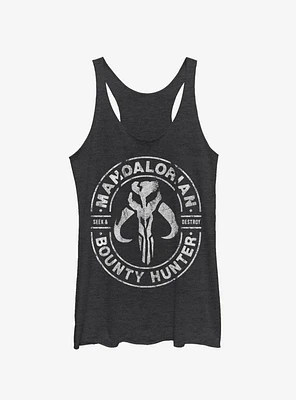 Star Wars The Mandalorian Gun For Hire Girls Heather Black Tank Top