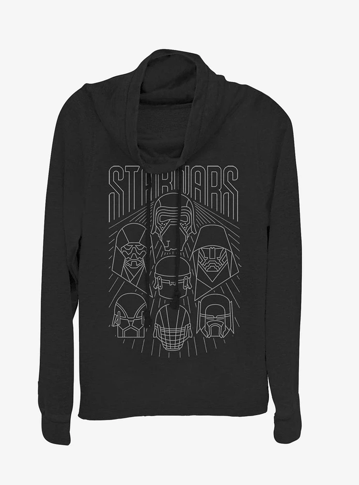 Star Wars Episode IX The Rise Of Skywalker Dark Side Band Cowl Neck Long-Sleeve Girls Top