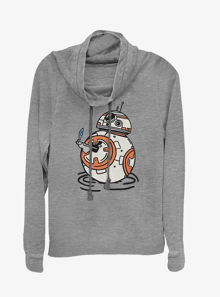 Star Wars Episode IX The Rise Of Skywalker BB-8 Doodles Cowl Neck Long-Sleeve Girls Top