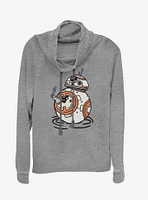 Star Wars Episode IX The Rise Of Skywalker BB-8 Doodles Cowl Neck Long-Sleeve Girls Top