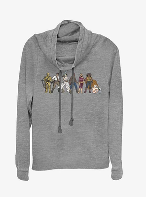 Star Wars Episode IX The Rise Of Skywalker Resistance Line-Up Cowl Neck Long-Sleeve Girls Top