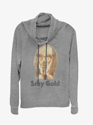 Star Wars Episode IX The Rise Of Skywalker Stay Gold Cowl Neck Long-Sleeve Girls Top