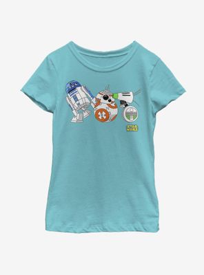 Star Wars Episode IX The Rise Of Skywalker Cartoon Droid Lineup Youth Girls T-Shirt