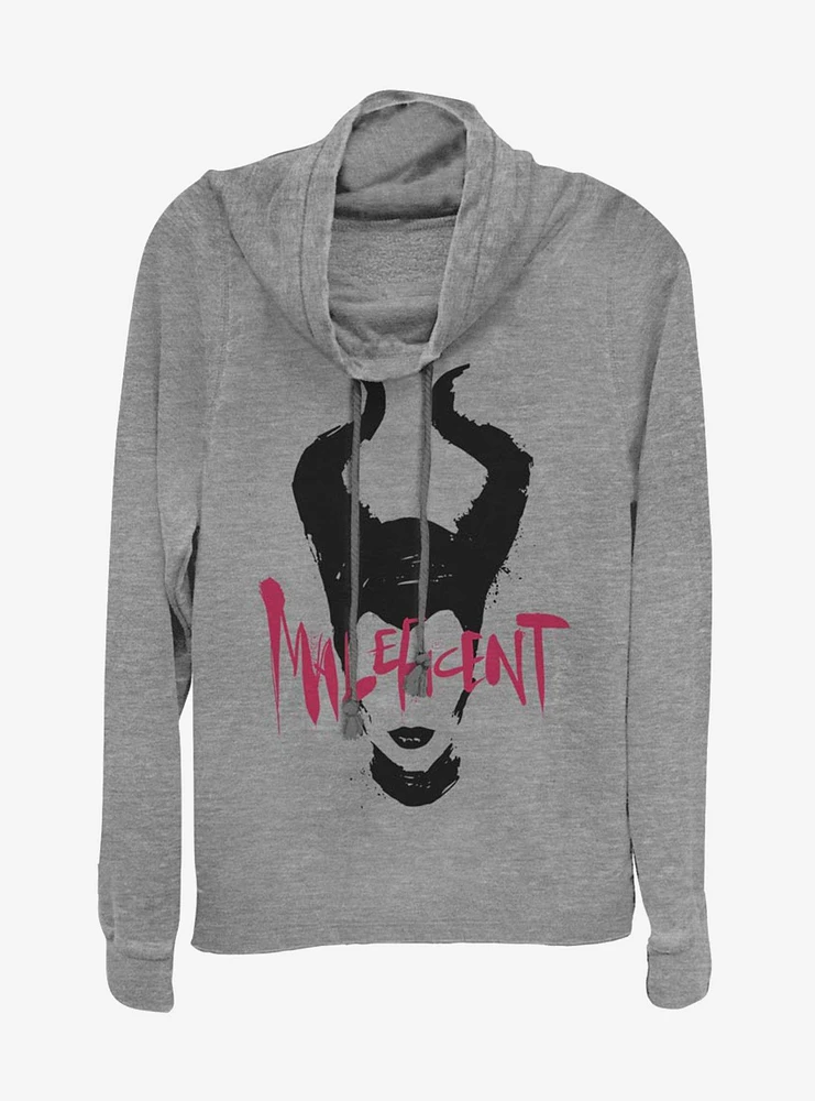 Disney Maleficent: Mistress Of Evil Paint Silhouette Cowlneck Long-Sleeve WomensTop