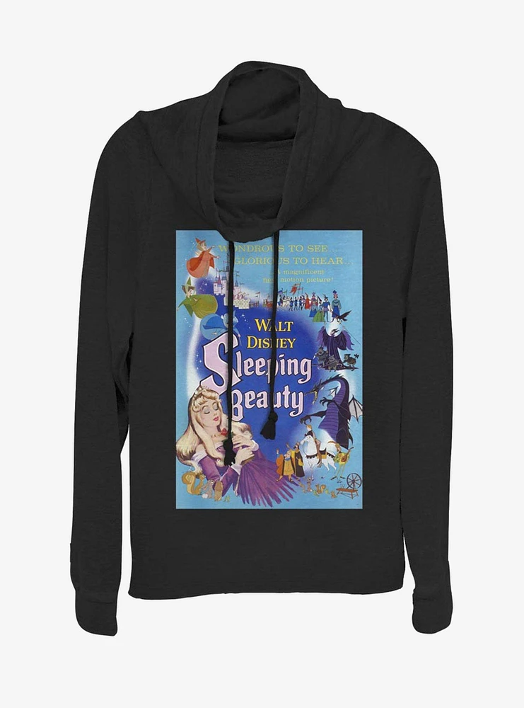 Disney Villains Maleficent Blue Sleeping Beauty Poster Cowl Neck Long-Sleeve Girls Top