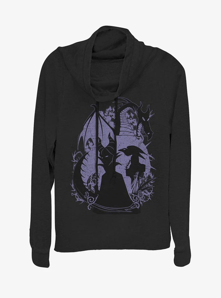 Disney Villains Maleficent Bone Heart Cowl Neck Long-Sleeve Girls Top