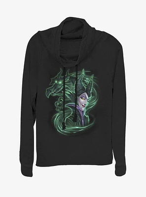 Disney Villains Maleficent Dark Magic Cowl Neck Long-Sleeve Girls Top