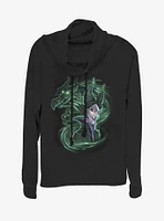 Disney Villains Maleficent Dark Magic Cowl Neck Long-Sleeve Girls Top