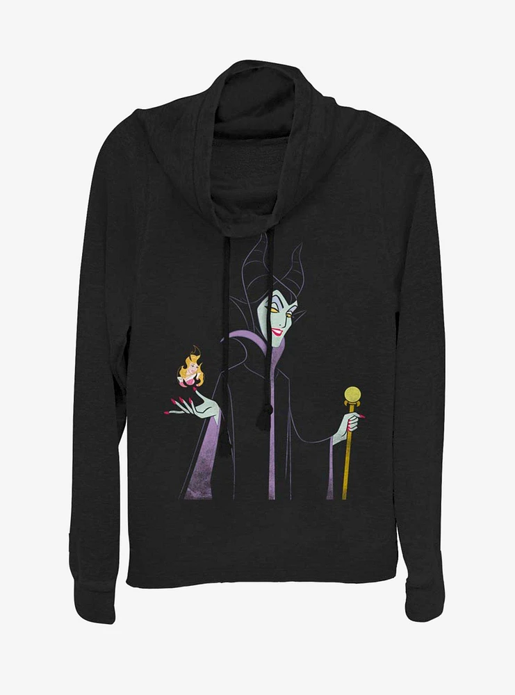 Disney Villains Maleficent Minimal Cowl Neck Long-Sleeve Girls Top