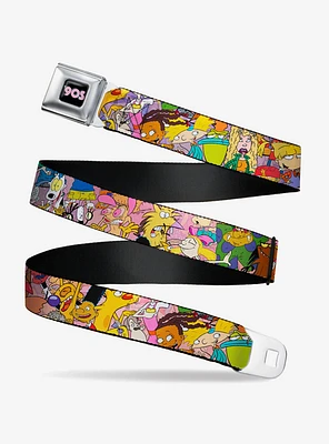 Buckle-Down Nickelodeon 90s Rewind Character Mash Up Collage Seatbelt Belt