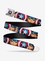 Marvel Captain America Multi Face And Shield Close Up Seatbelt Belt