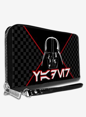 Star Wars Darth Vader Aurebesh Checkered Women's Zip Around Wallet