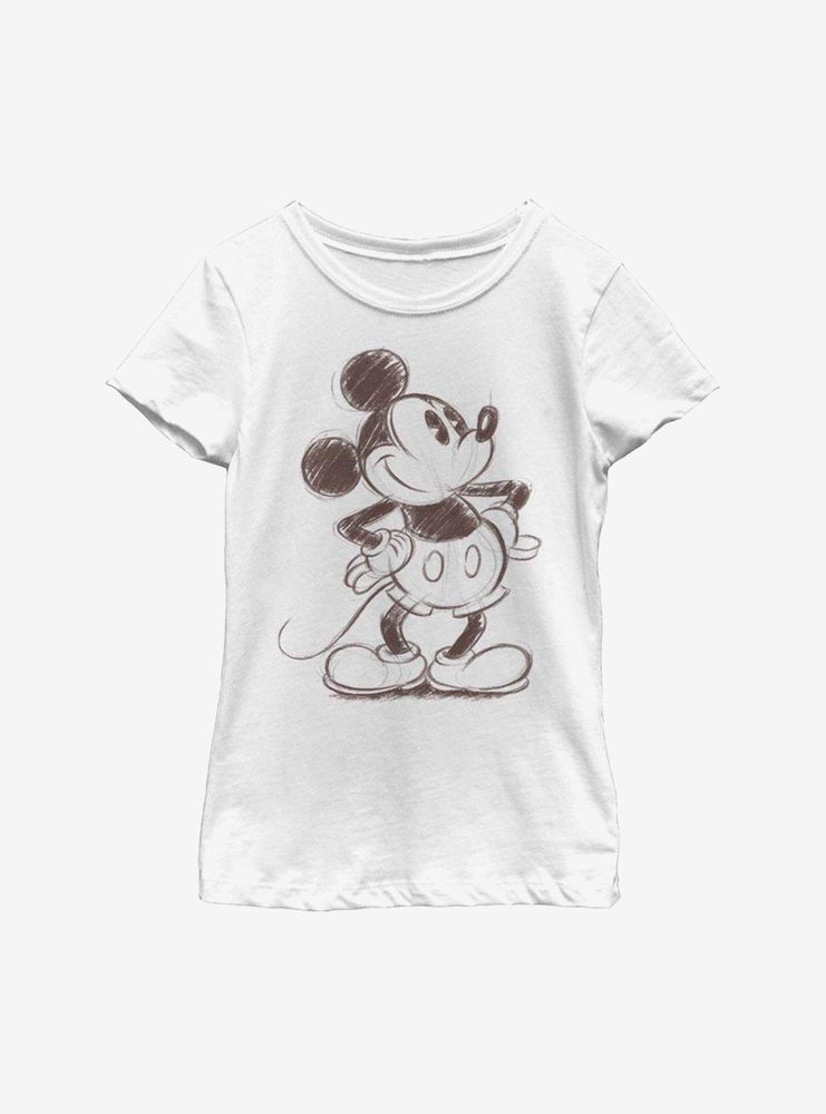 Disney Mickey Mouse Pie Eye Sketch Youth Girls T-Shirt
