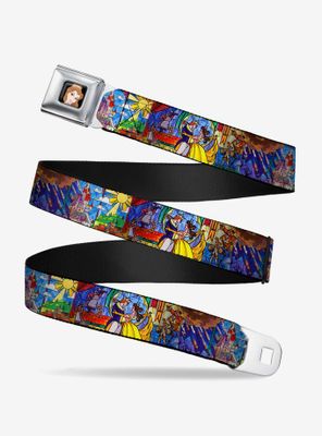 Disney Beauty And The Beast Stained Glass Scenes Youth Seatbelt Belt