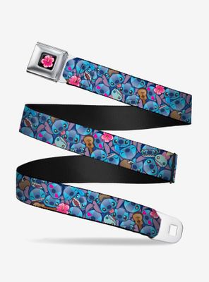 Disney Lilo & Stitch Stitch Expressions Hibiscus Flower Ukulele Stacked Youth Seatbelt Belt