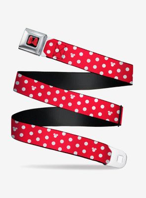 Disney Minnie Mouse Polka Dot Mini Silhouette Youth Seatbelt Belt