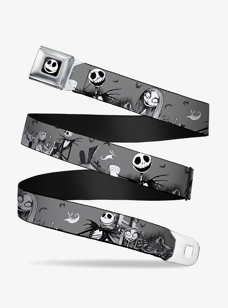 Disney The Nightmare Before Christmas Jack Sally Cemetery Scene Youth Seatbelt Belt