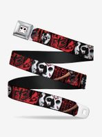 Friday The 13Th Jason Mask 4 Axe Blood Splatter Youth Seatbelt Belt