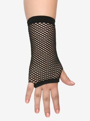 Black Fishnet Long Fingerless Gloves