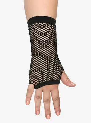 Black Fishnet Long Fingerless Gloves