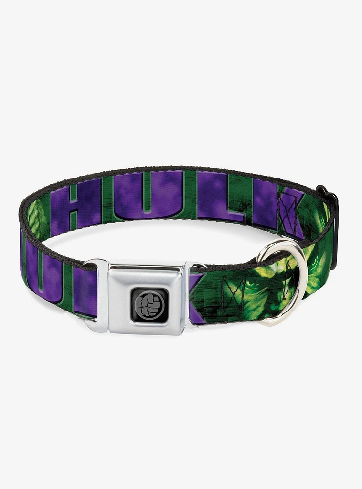 Marvel Hulk Face Close Up Action Pose Dog Collar Seatbelt Buckle