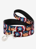 Marvel Captain America Face Turns Shield Close Up Dog Leash