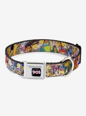 Nickelodeon 90's Rewind Character Mash Up Collage Dog Collar Seatbelt Buckle
