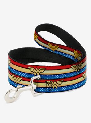 DC Comics Wonder Woman Logo Striped Stars Dog Leash