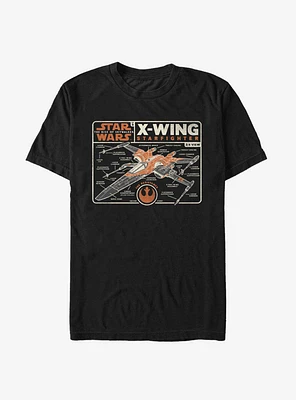Star Wars Episode IX The Rise Of Skywalker Starfighter Blueprint T-Shirt
