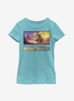 Star Wars The Mandalorian Colorful Landscape Youth Girls T-Shirt