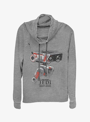 Star Wars Jedi Fallen Order Droid Art Cowlneck Long-Sleeve Womens Top